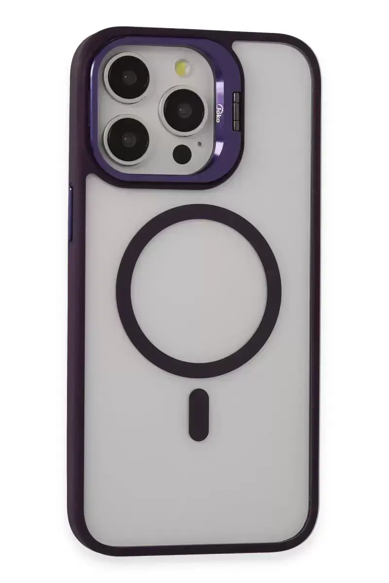 Joko İphone 14 Pro Kılıf Roblox Lens Magsafe Standlı Kapak - Derin Mor