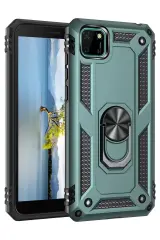 Newface Huawei Y5p Kılıf Sofya Yüzüklü Silikon Kapak - Yeşil