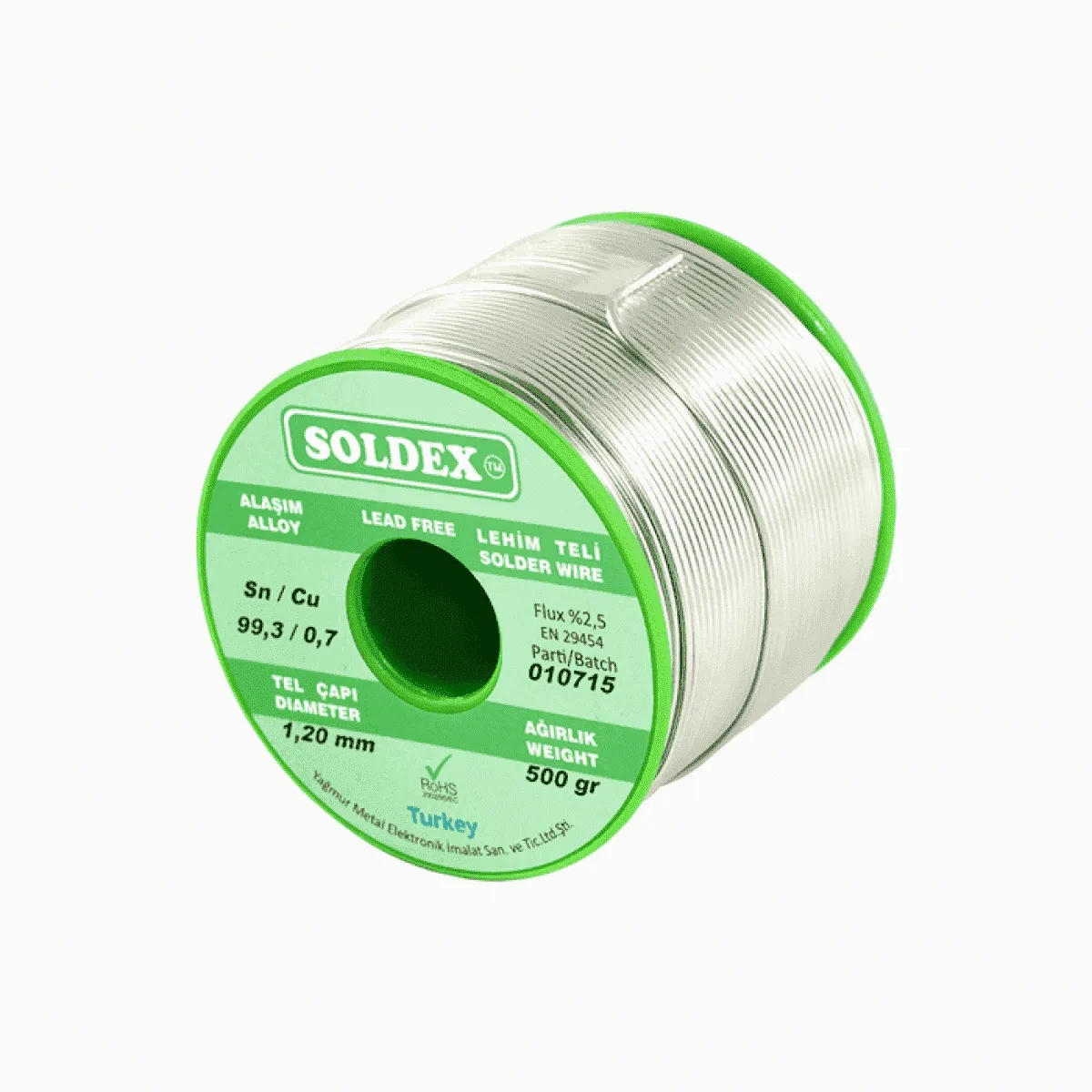 Soldex Sn: 99.3 - Cu: 0.7, 500 Gr, 0.75 Mm -  Kurşunsuz, Gümüşsüz Lehim Teli