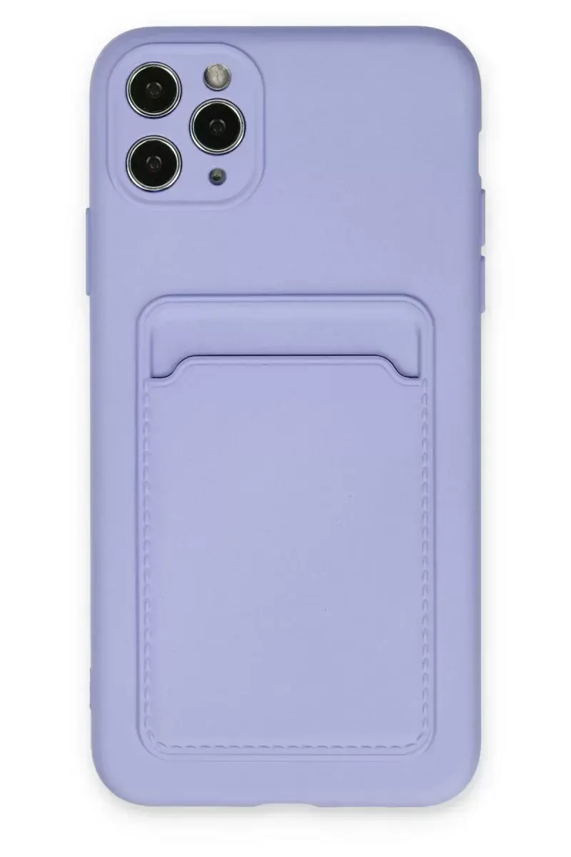 Newface İphone 11 Pro Max Kılıf Kelvin Kartvizitli Silikon - Lila