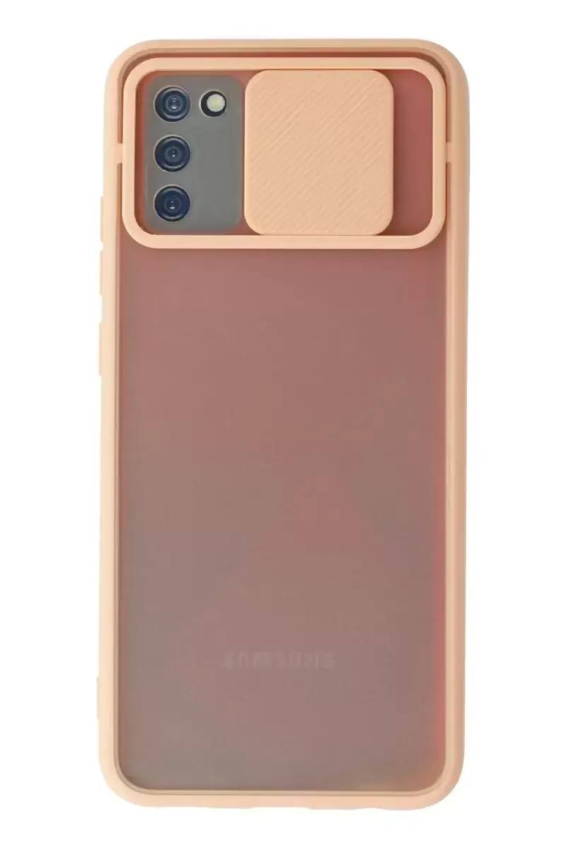 Newface Samsung Galaxy A02s Kılıf Palm Buzlu Kamera Sürgülü Silikon - Pembe