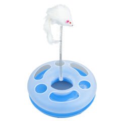 Yuvarlak Kedi Oyuncak Yaylı Fareli 23 cm