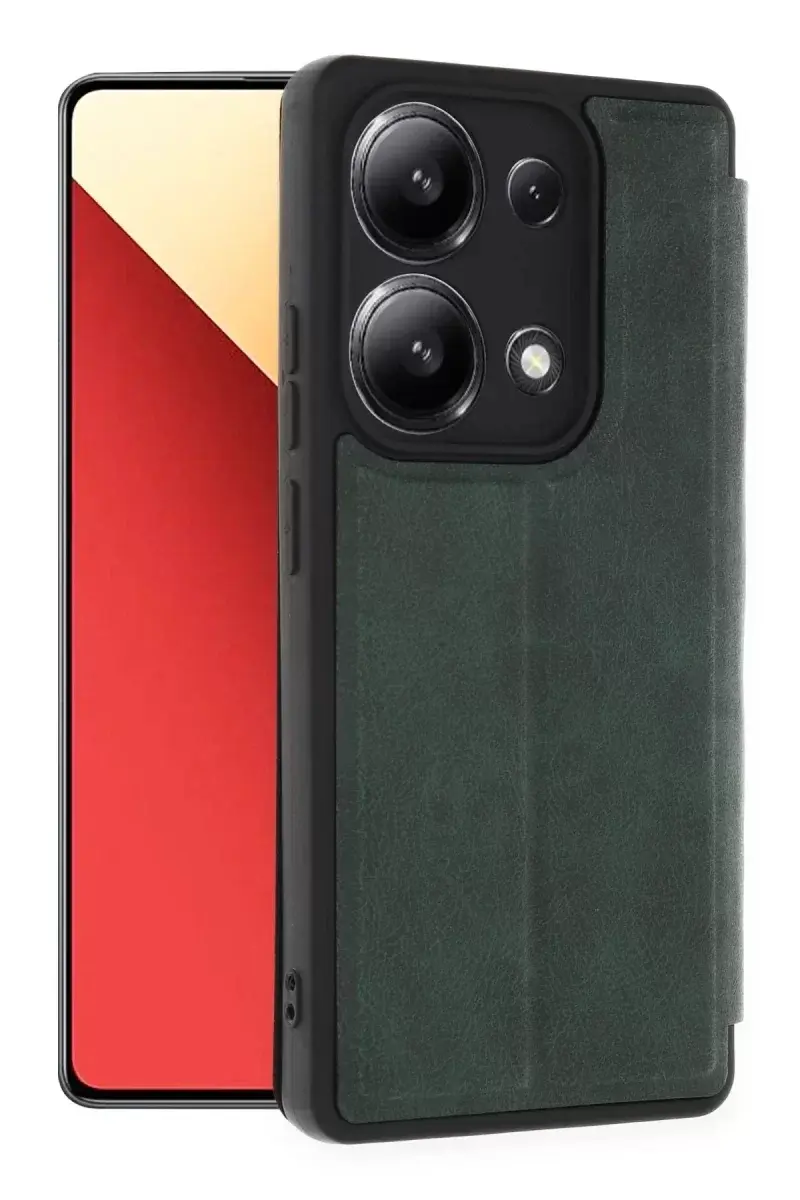 Newface Xiaomi Redmi Note 13 4g Kılıf Flip Cover - Koyu Yeşil