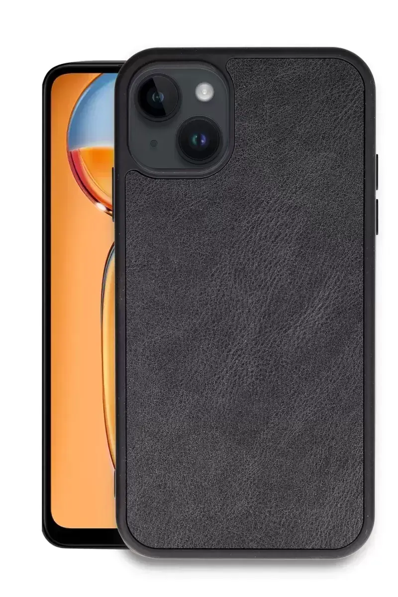 Newface Apple İphone 15 Kılıf Aras Deri Kapak - Siyah