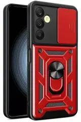 Newface Samsung Galaxy S24 Fe Pars Lens Yüzüklü Silikon - Kırmızı