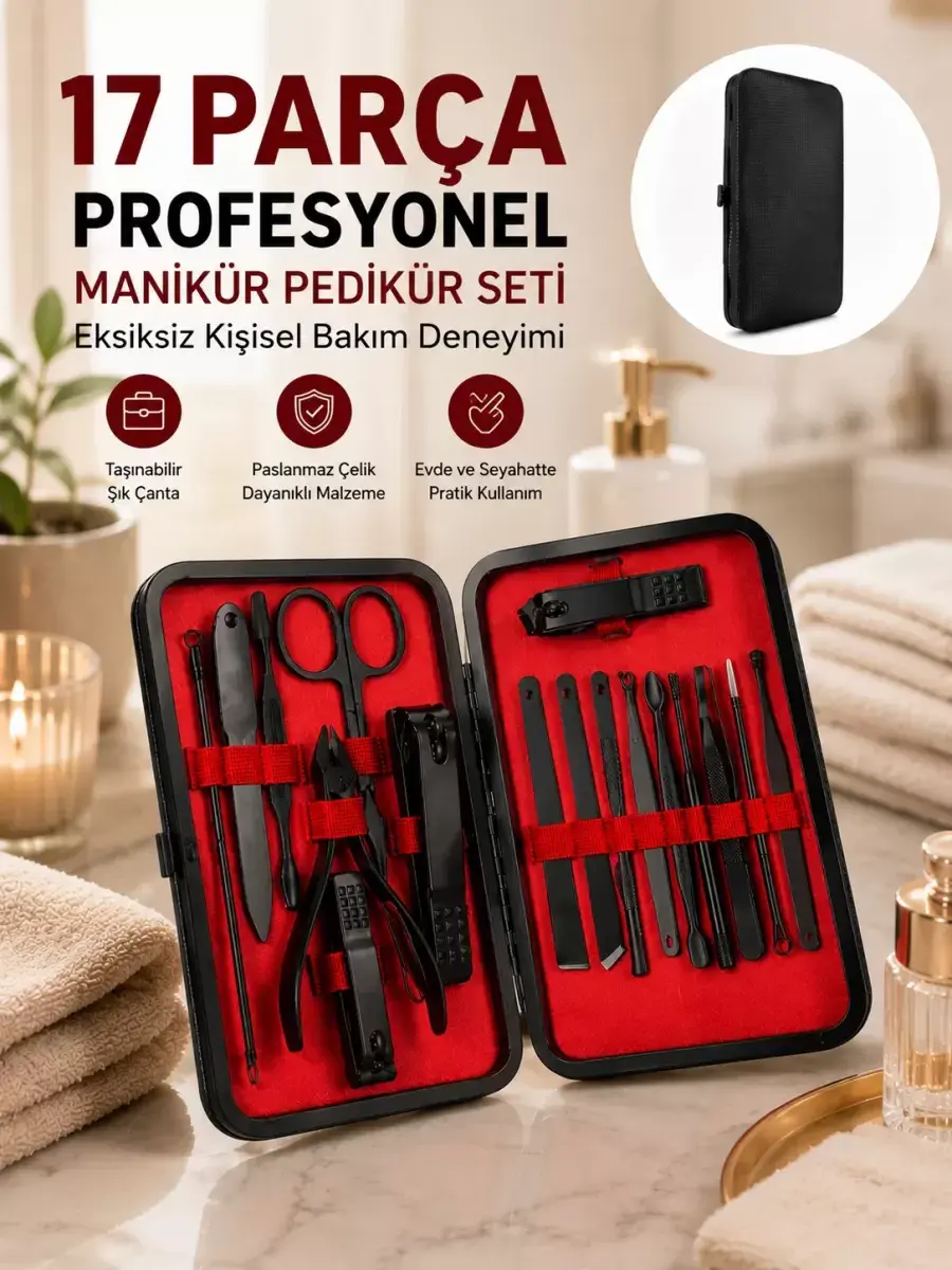 El, Ayak Ve Yüz Bakımı İçin 17 Parça Profesyonel Bakım Ekipmanı