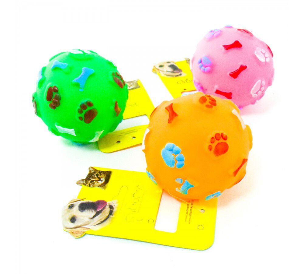 Cado Pet Sesli Pati ve Kemik Desenli Köpek Oyuncak Top 7 cm