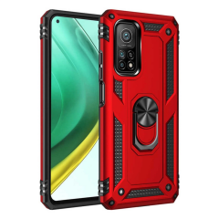 Xiaomi Mi 10t Pro Kılıf Sofya Yüzüklü Silikon Kapak - Kırmızı