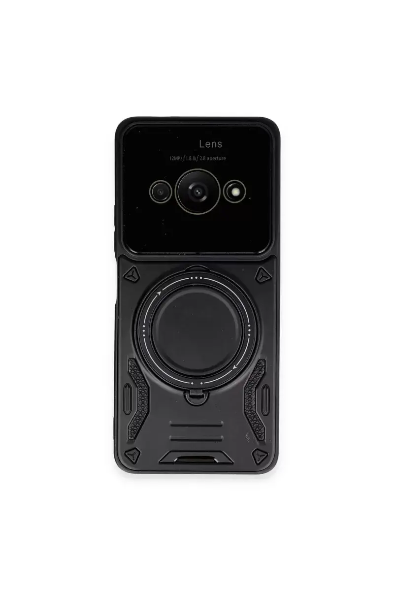 Newface Xiaomi Poco C61 Kılıf Joy Lens Standlı Kapak - Siyah