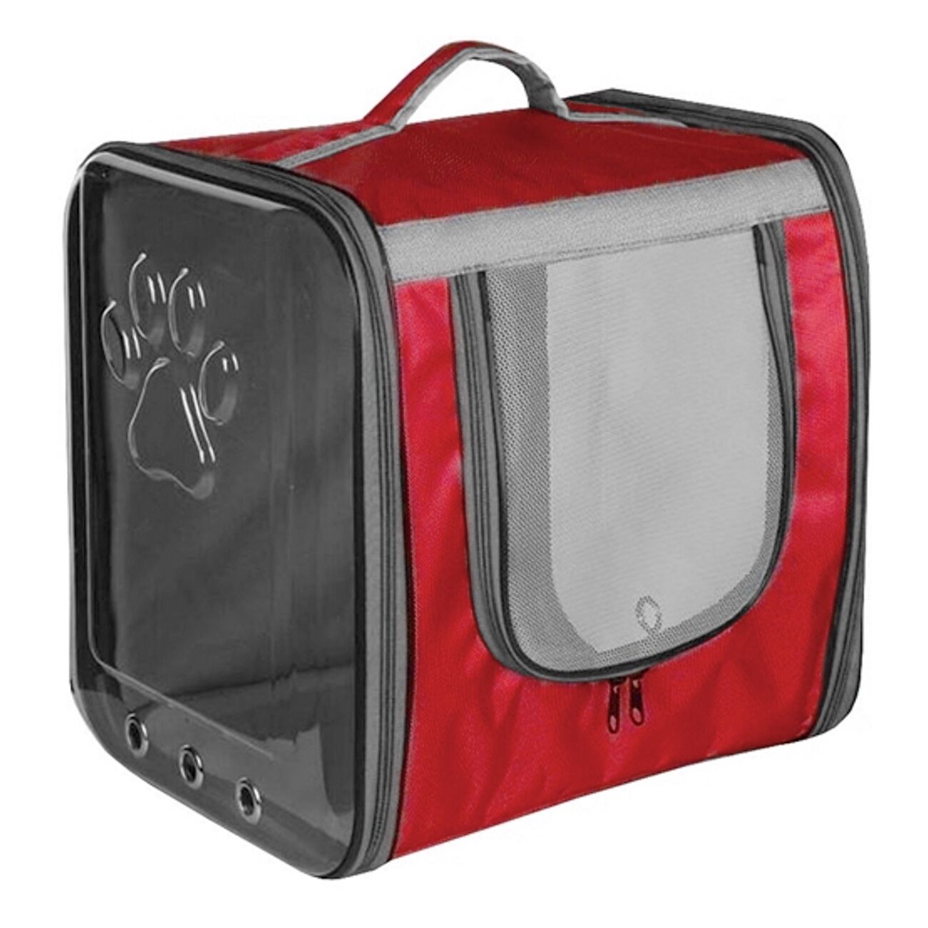 Markapet Çift Cam Kedi Köpek Taşıma Çantası 32x40x42 cm Kırmızı
