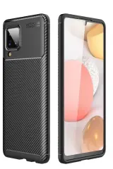 Newface Samsung Galaxy A22 Kılıf Auto Focus Karbon Kapak - Siyah