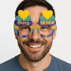 Cupcake Temalı Doğum Günü Renkli Karton Happy Birthday Gözlüğü 6 Adet