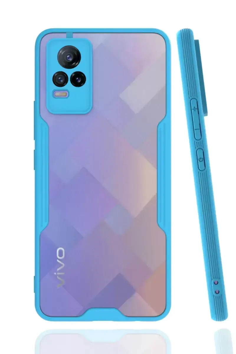 Newface Vivo V21e Kılıf Platin Silikon - Mavi