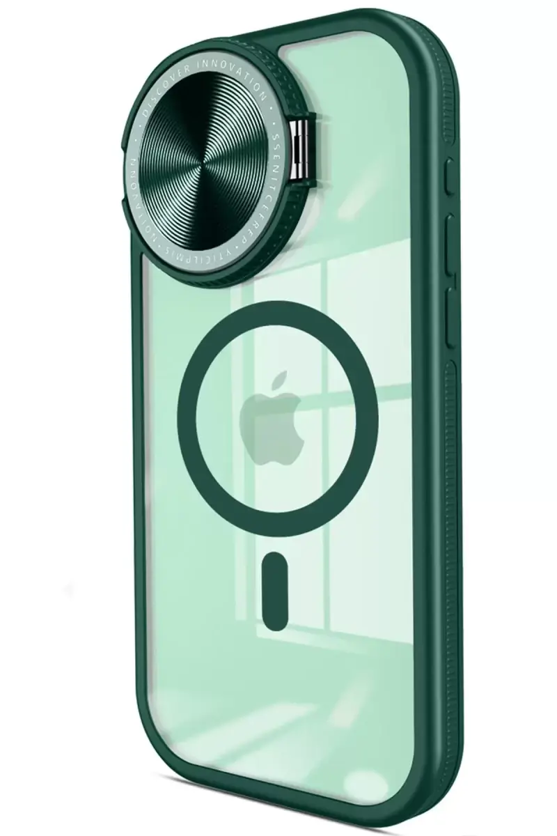 Newface Apple İphone 15 Pro Kılıf Teleskop Lens Magsafe Silikon Kapak - Koyu Yeşil