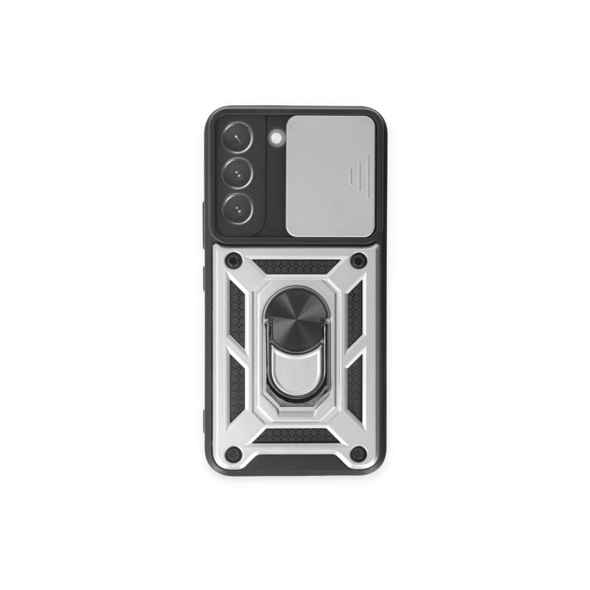 Samsung Galaxy S24 Kılıf Pars Lens Yüzüklü Silikon - Gümüş