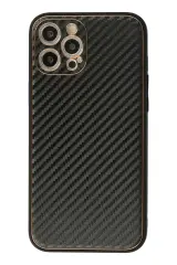 Newface İphone 12 Pro Max Kılıf Coco Karbon Silikon - Siyah