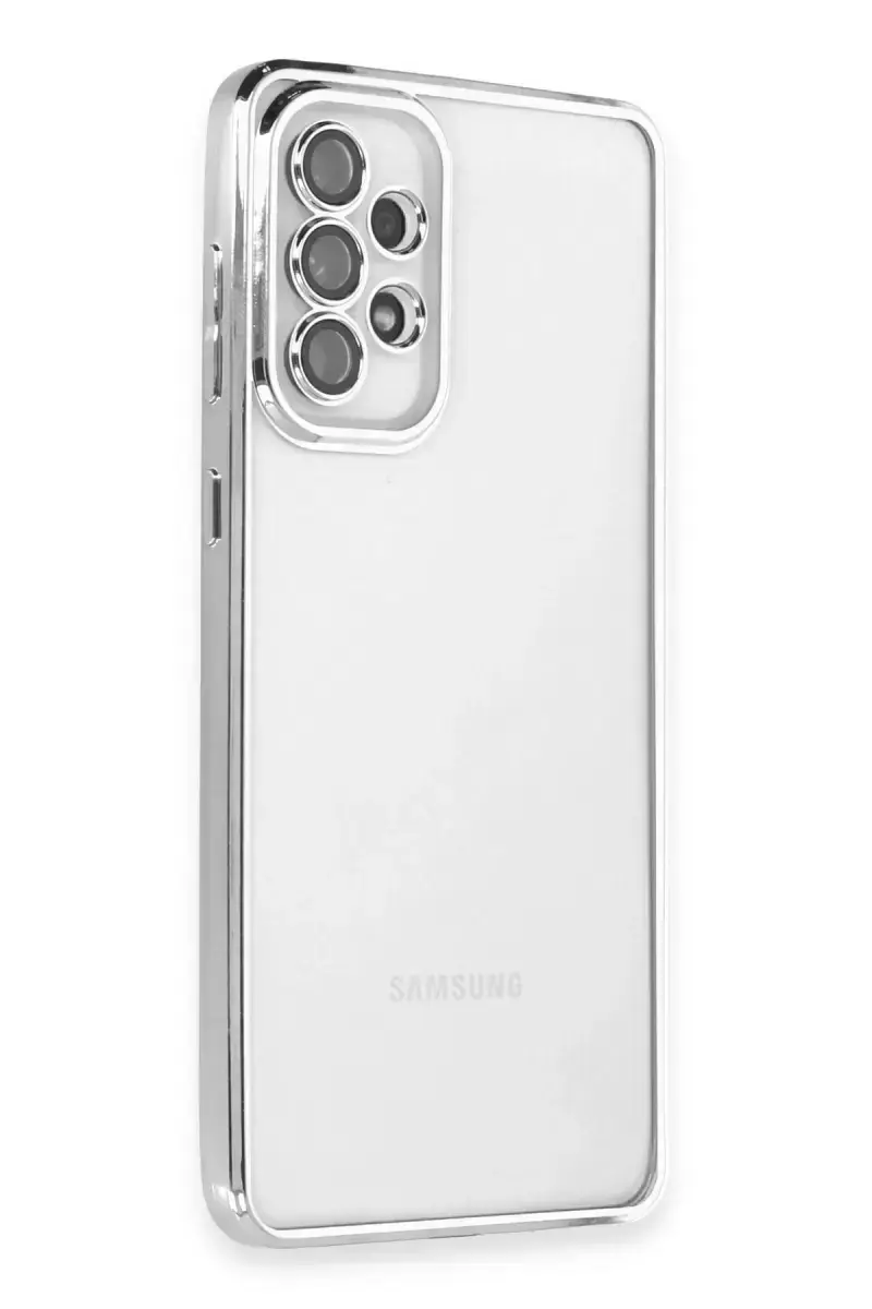 Newface Samsung Galaxy A53 5g Kılıf Razer Lensli Silikon - Gümüş