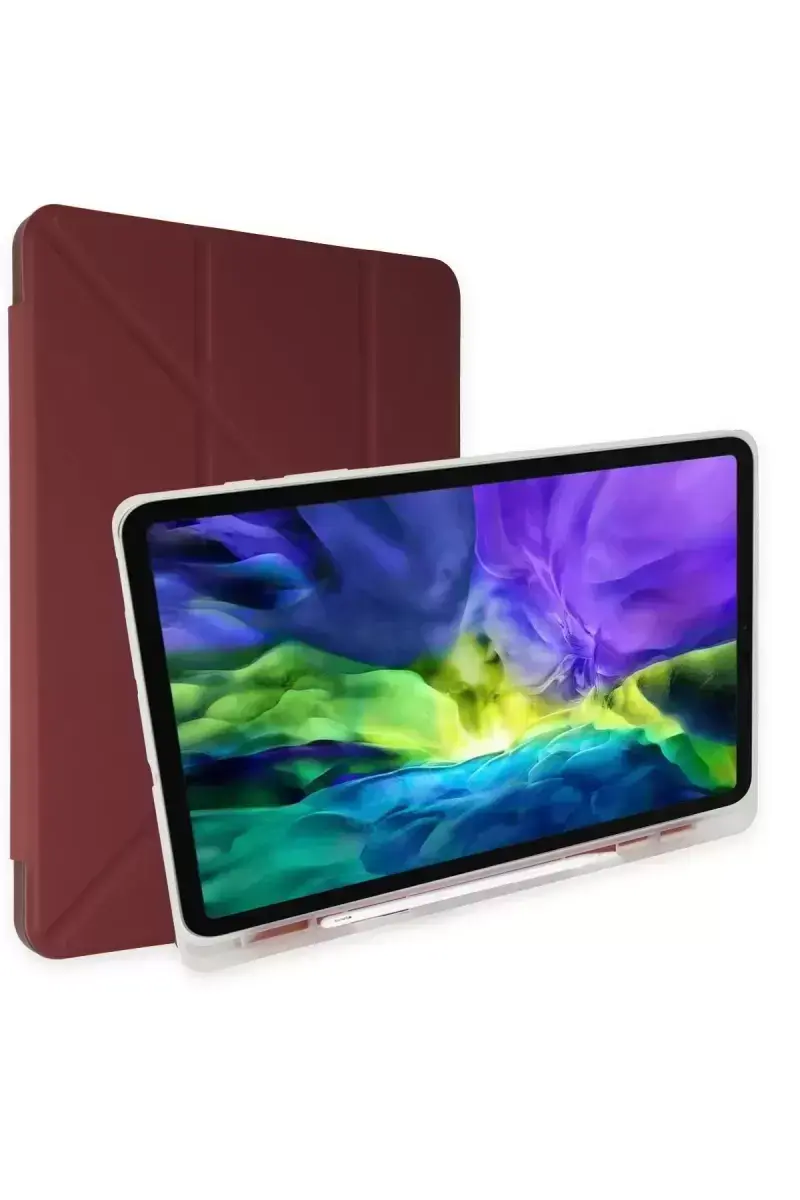 Newface Apple İpad 2022 10.9 (10.nesil) Kılıf Kalemlikli Mars Tablet Kılıfı - Mürdüm