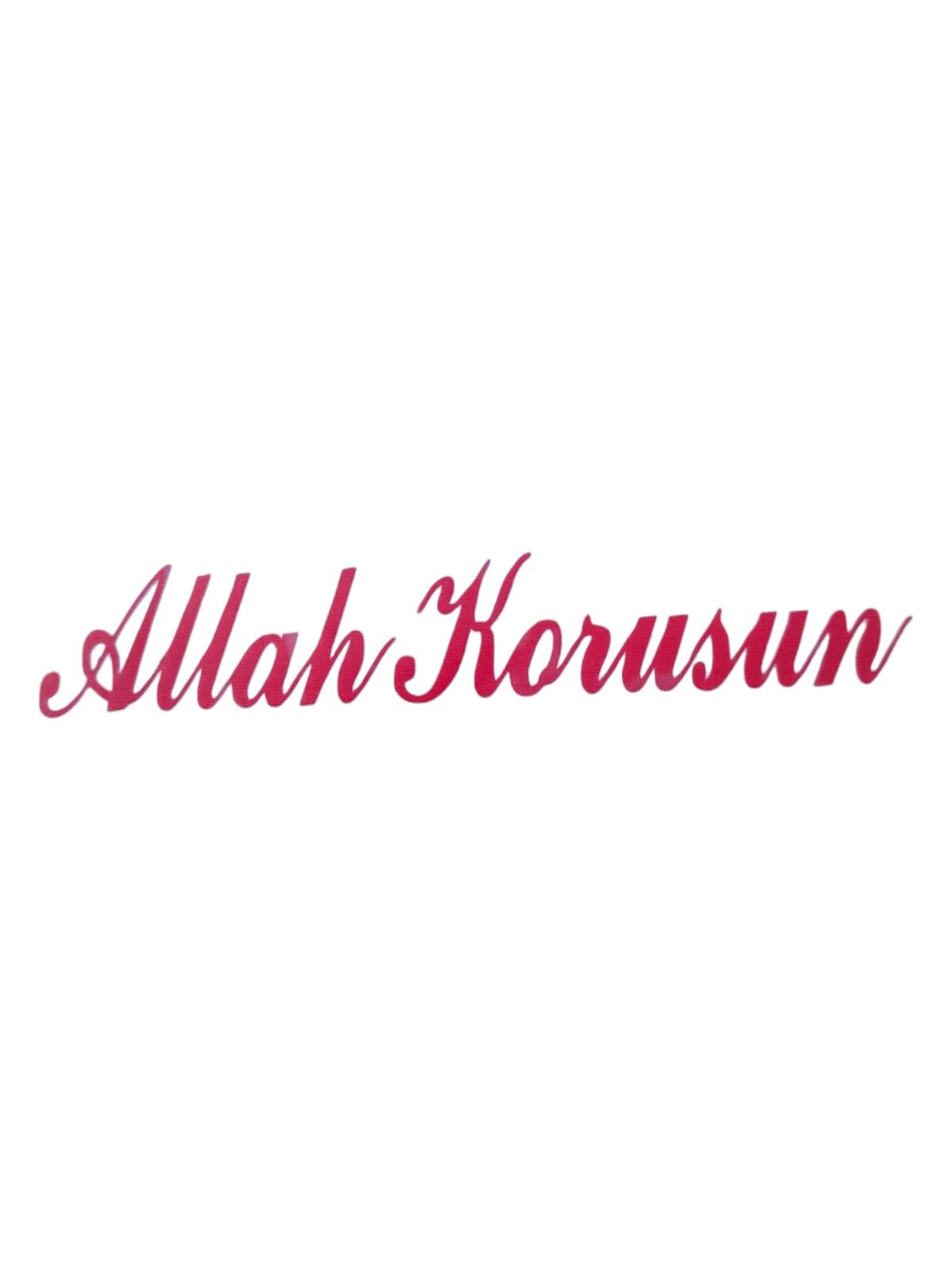 Allah Korusun Yazılı Oto Sticker Kırmızı 14x3cm