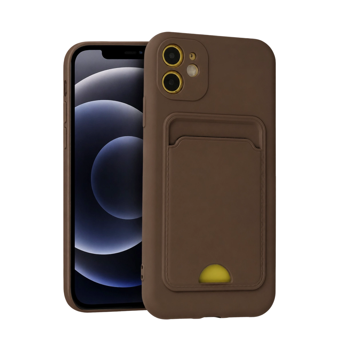 İphone 11 Kılıf Kelvin Kartvizitli Silikon - Kahverengi