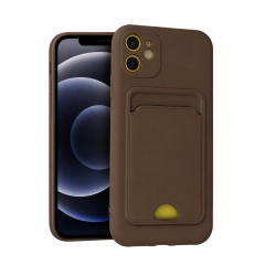 İphone 11 Kılıf Kelvin Kartvizitli Silikon - Kahverengi