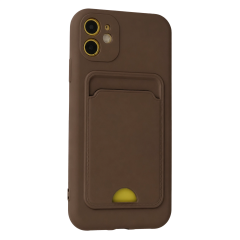 İphone 11 Kılıf Kelvin Kartvizitli Silikon - Kahverengi