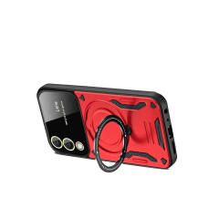 Samsung Galaxy S25 Edge Kılıf Joy Lens Standlı Kapak - Kırmızı