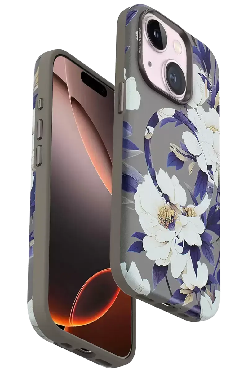 Onegif İphone 15 Flower Series Magsafe Kapak - Gri