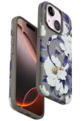 Onegif İphone 15 Flower Series Magsafe Kapak - Gri