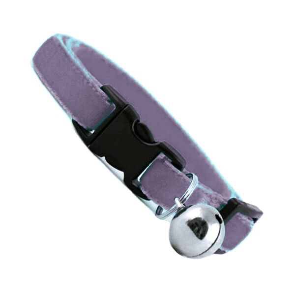 Kedi Boyun Tasması Kadife Dokulu Çanlı 1*30 cm Antrasit