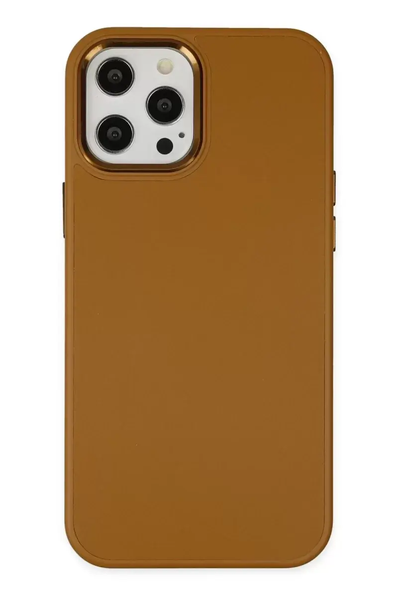 Newface İphone 12 Pro Max Kılıf Asya Deri Silikon - Kahverengi
