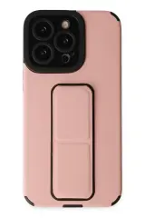 Newface Apple İphone 13 Pro Kılıf Mega Standlı Silikon - Pudra