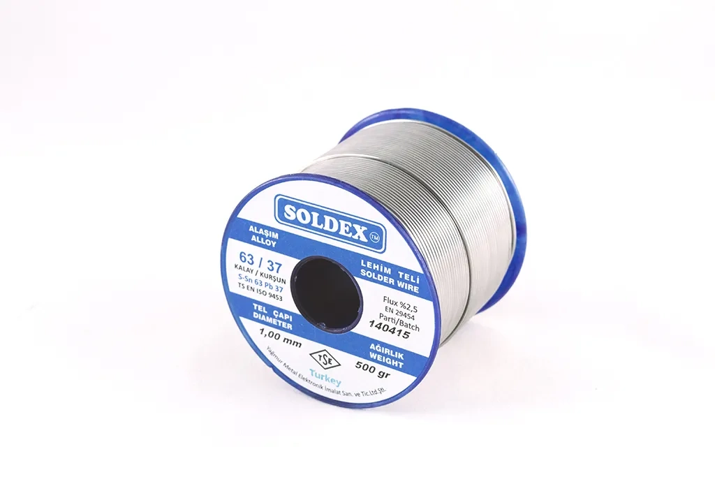 Soldex 63-37, 500 Gr 3 Mm - Pastasız Vitray Lehim Teli, Sn:63 - Pb:37