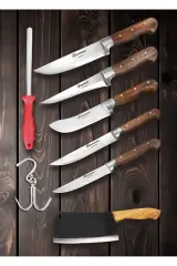 Sürmene 8 Parça Ahşap Kasap ve Kurban Bıçağı Seti