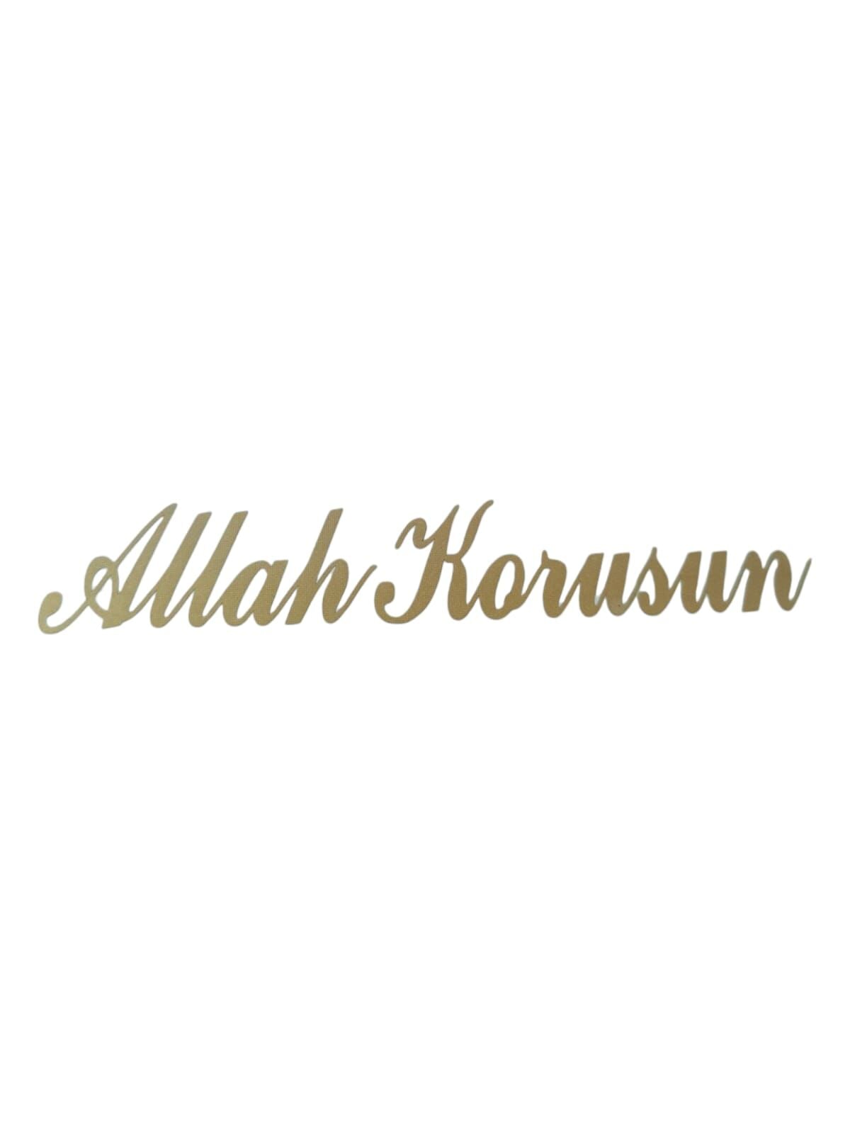 Allah Korusun Yazılı Oto Sticker Gold 14x3cm