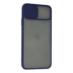 İphone 11 Pro Max Kılıf Palm Buzlu Kamera Sürgülü Silikon - Lacivert