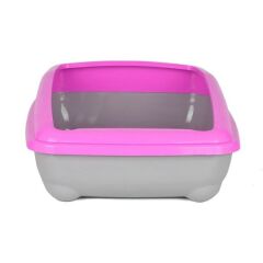 Kedi Tuvalet Kum Kabı 50/37/13.5 cm Koyu Pembe + Kürek Hediye