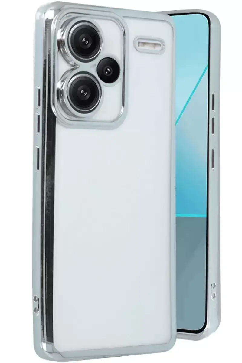 Newface Xiaomi Redmi Note 13 Pro Plus Kılıf Razer Lensli Silikon - Gümüş
