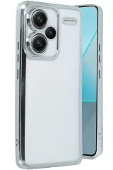 Newface Xiaomi Redmi Note 13 Pro Plus Kılıf Razer Lensli Silikon - Gümüş