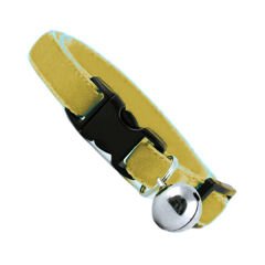 Kedi Boyun Tasması Kadife Dokulu Çanlı 1*30 cm Hardal Sarısı