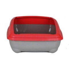Kedi Tuvalet Kum Kabı 50/37/13.5 cm Koyu Kırmızı + Kürek Hediye