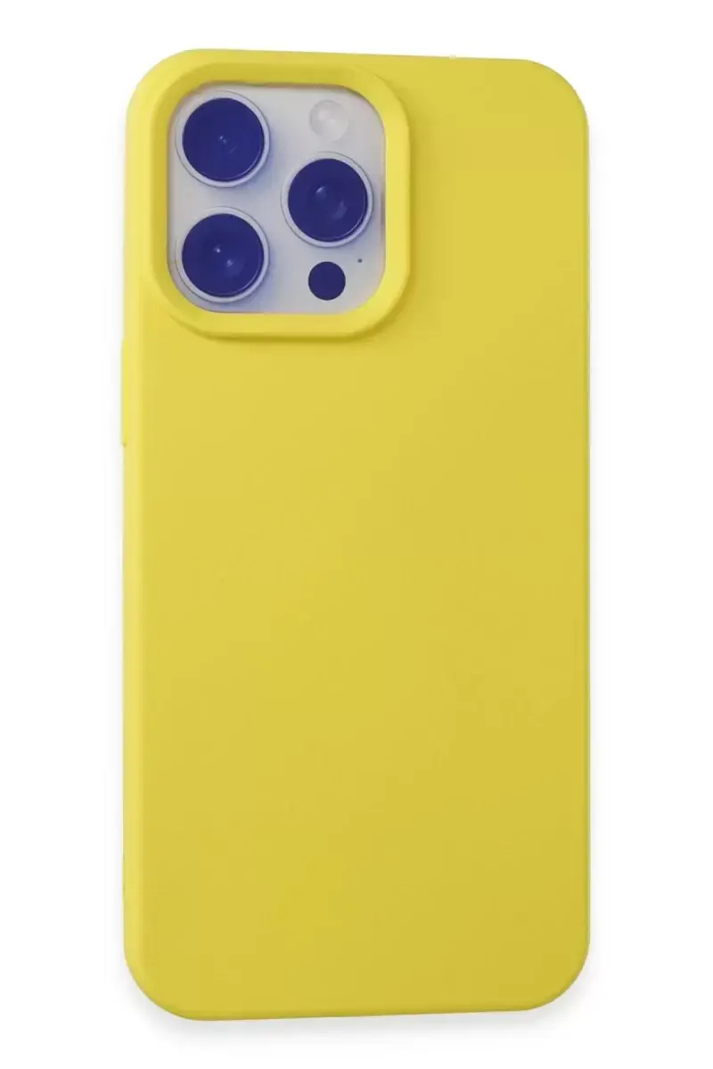 Newface Apple İphone 15 Pro Max Kılıf Nano İçi Kadife Silikon - Sarı
