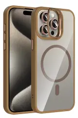 Joko Apple İphone 15 Pro Max Remim Lensli Magsafe Standlı Kapak - Kahverengi