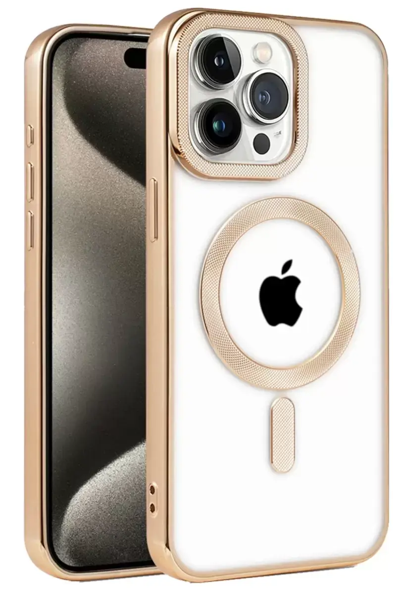 Newface Apple İphone 14 Pro Kılıf Kronos Magsafe Kapak - Gold