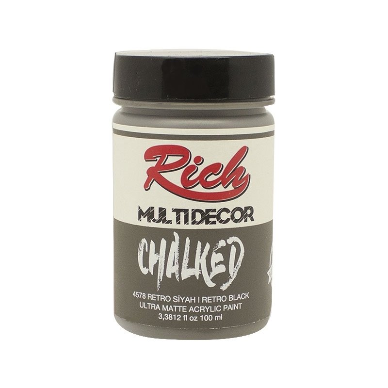 Multidecor Chalked Akrilik Boya - 100cc - Retro Siyah - N:4578