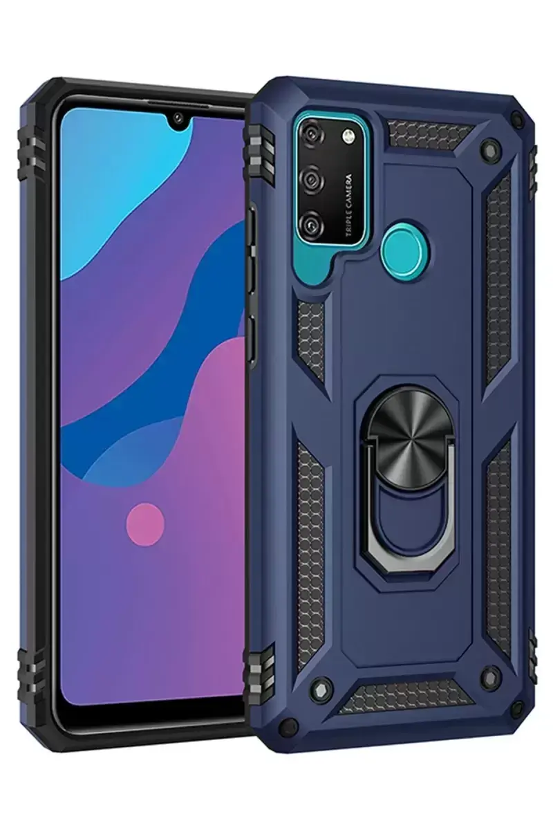 Newface Huawei Y6p Kılıf Sofya Yüzüklü Silikon Kapak - Lacivert