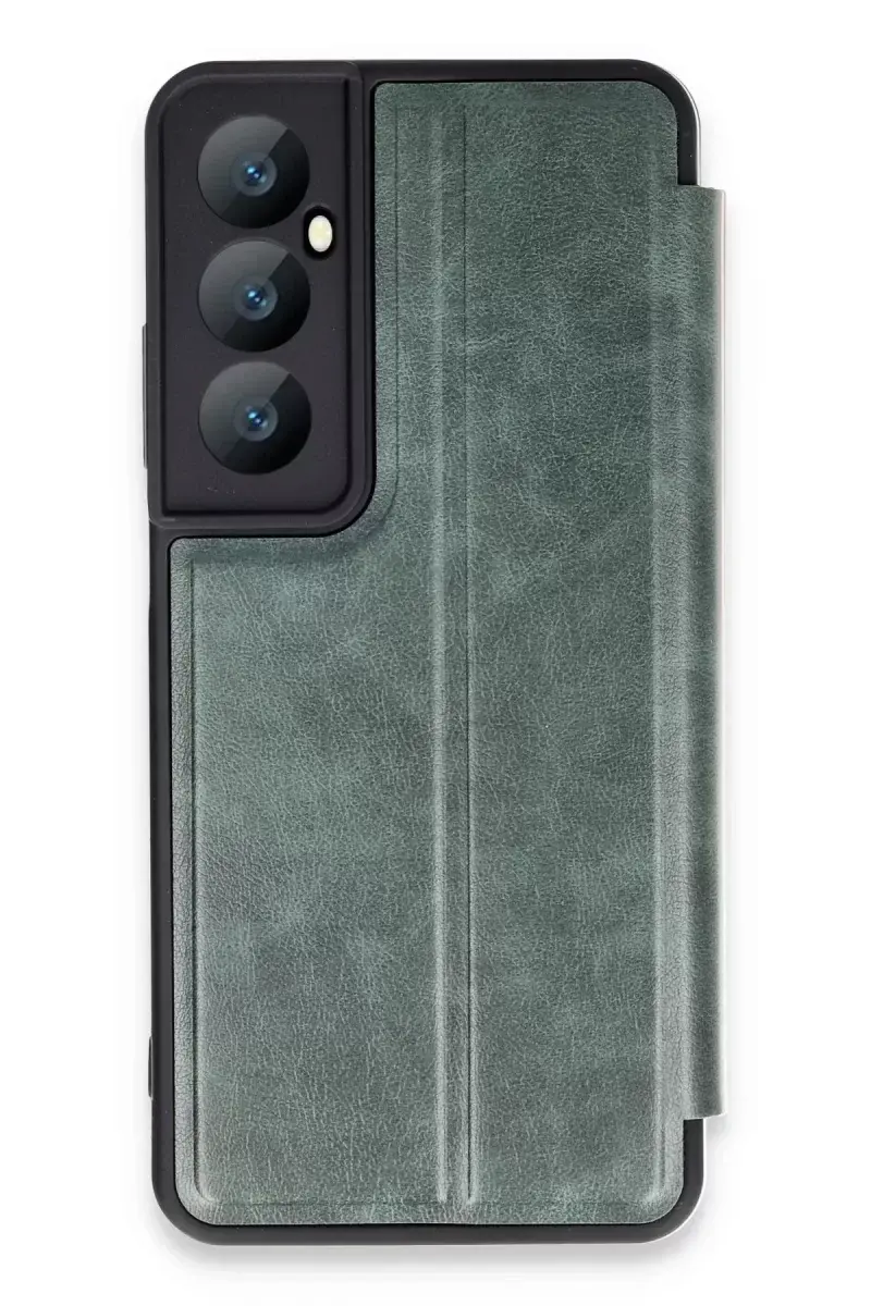 Newface Realme C65 Kılıf Flip Cover - Koyu Yeşil