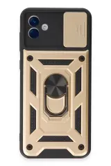 Newface Samsung Galaxy A04e Kılıf Pars Lens Yüzüklü Silikon - Gold