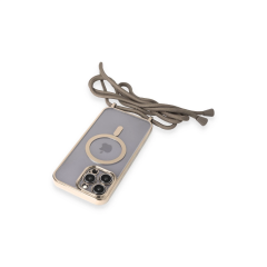 İphone 13 Pro Kılıf Divo Lazer Askılı Magsafe Kapak - Gold