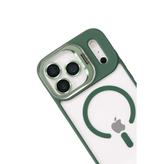 Joko  İphone 17 Pro Max Remim Lensli Magsafe Standlı Kapak - Koyu Yeşil